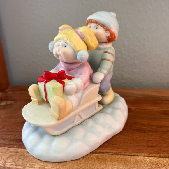 Cabbage Patch Kids Holiday Sleigh Ride Porcelain Figurine by Xavier Roberts 1984 - Picture 2 of 4